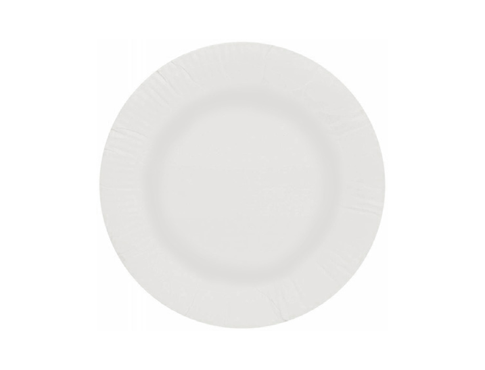 Plato papel reciclable blanco 15 cm paquete 100 unidades (Ref. 10416)