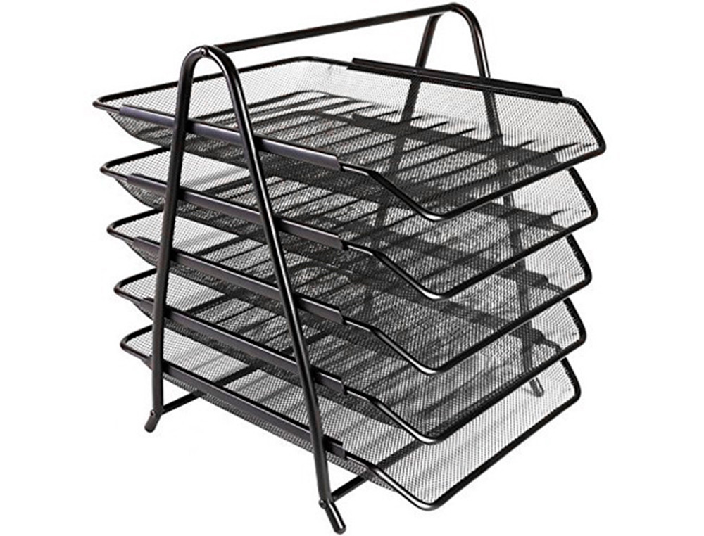 Q-CONNECT - Bandeja sobremesa metalica kf18474 rejilla negro 5 bandejas movibles 350x275x375 mm (Ref. KF18474)