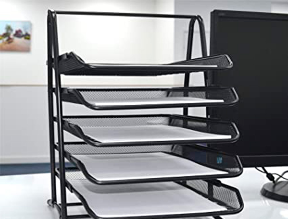 Q-CONNECT - Bandeja sobremesa metalica kf18474 rejilla negro 5 bandejas movibles 350x275x375 mm (Ref. KF18474)