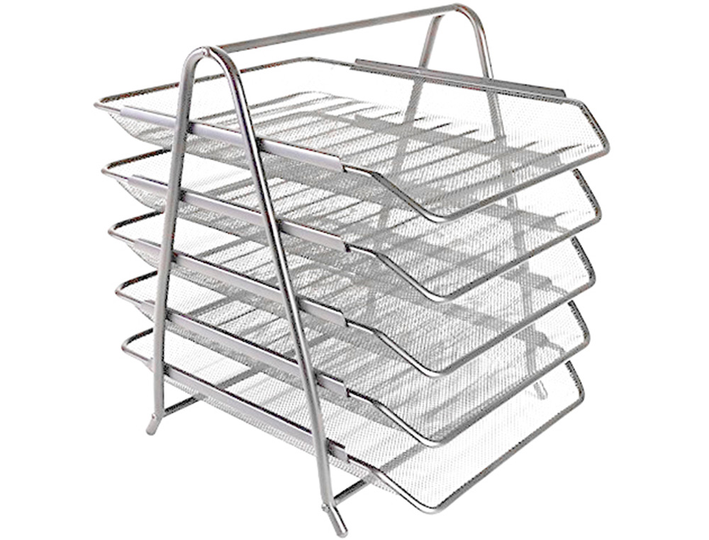 Q-CONNECT - Bandeja sobremesa metalica kf18476 rejilla plata 5 bandejas movibles 350x275x375 mm (Ref. KF18476)