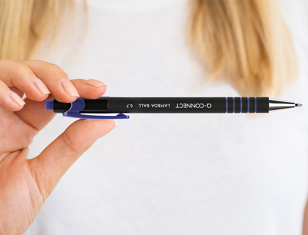 Q-CONNECT - Boligrafo retractil con grip 0,7 mm color azul (Ref. KF00673)