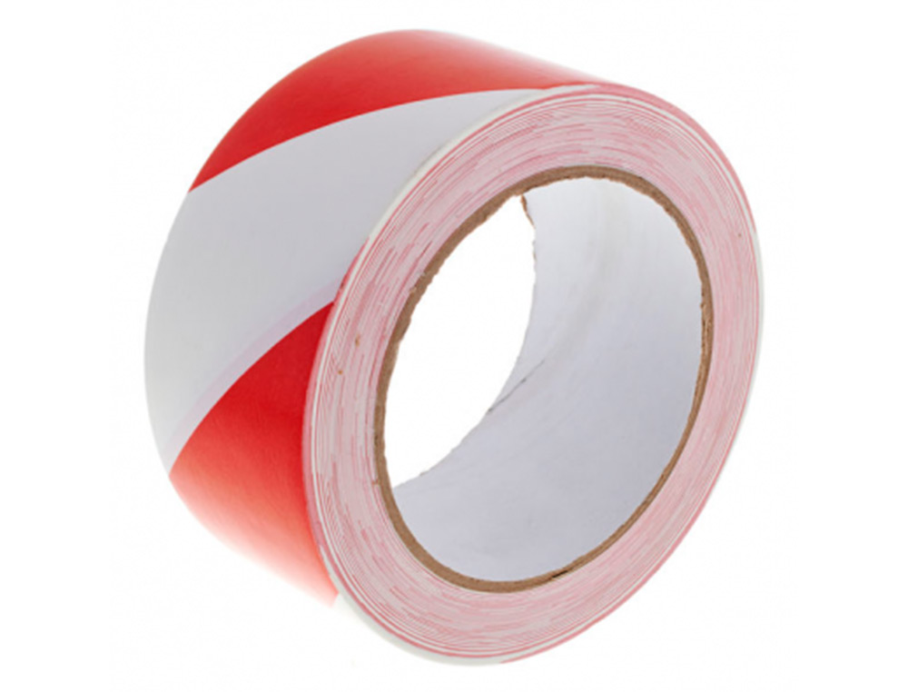 Q-CONNECT - Cinta de señalizacion no adhesiva rojo y blanco 75 mm x 300 m (Ref. KF11151)