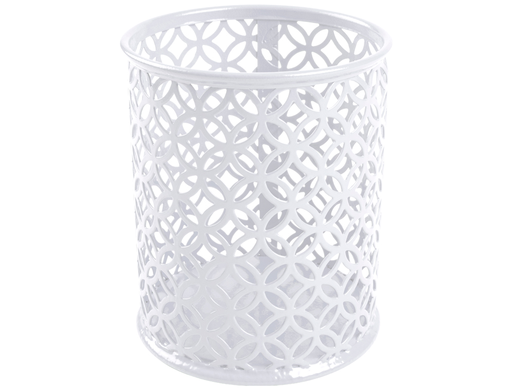 Q-CONNECT - Cubilete portalapices metal redondo blanco diametro 80 altura 100 mm (Ref. KF11222)