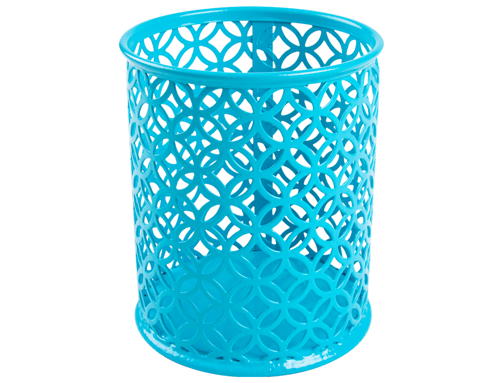 Q-CONNECT - Cubilete portalapices metal redondo turquesa diametro 80 altura 100 mm (Ref. KF11223)