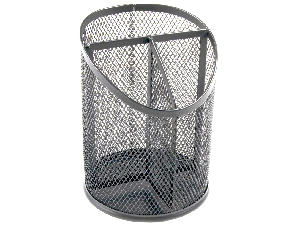 Q-CONNECT - Cubilete portalapices metal rejilla plata con 3 compartimientos diametro 110 altura 147 mm (Ref. KF11218)