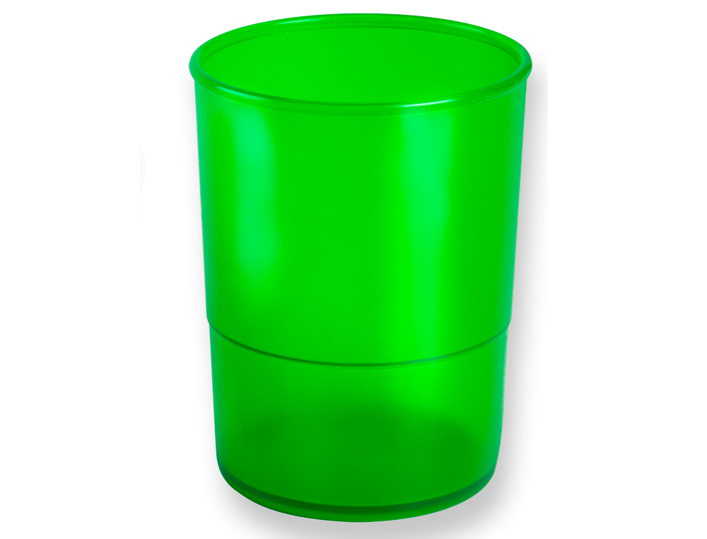 Q-CONNECT - Cubilete portalapices plastico verde translucido diametro 75 mm altura 100 mm (Ref. KF19031)