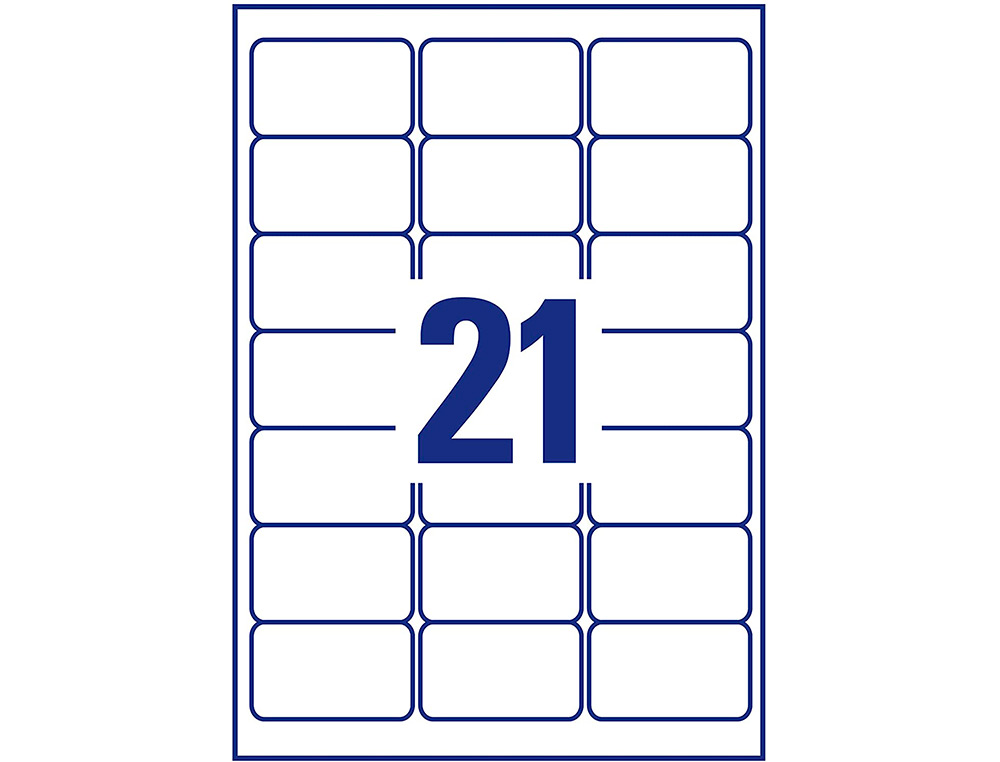 AVERY - Etiqueta adhesiva permanente para impresora laser blanca 63,5x38,1 mm caja de 525 unidades (Ref. L4613-25)