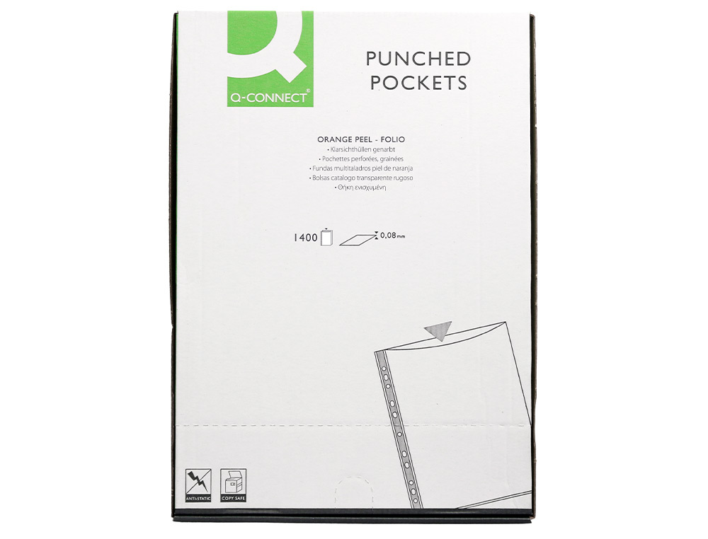 Q-CONNECT - Funda multitaladro folio 80 mc piel de naranja caja de 1400 unidades (Ref. KF11110)