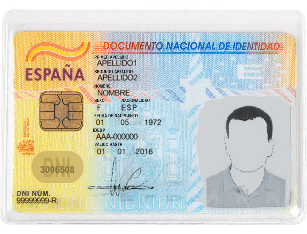 Q-CONNECT - Funda portadocumento dni 130 micras pvc transparente con uñero 86x54 mm (Ref. KF11282)