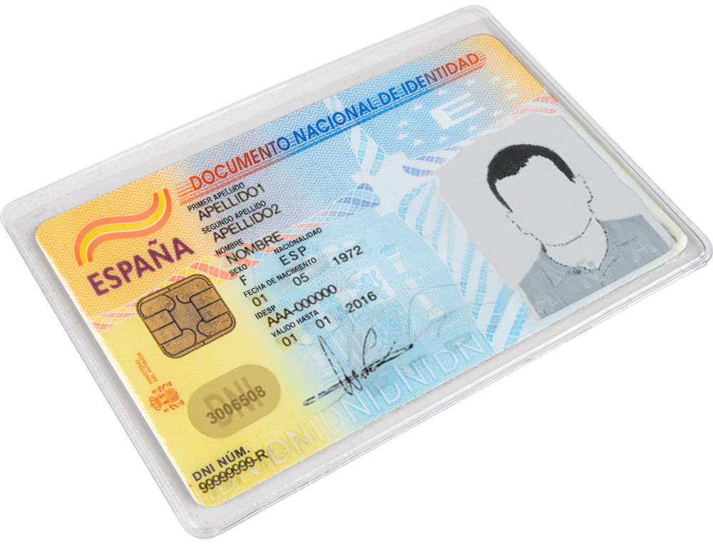 Q-CONNECT - Funda portadocumento dni 130 micras pvc transparente con uñero 86x54 mm (Ref. KF11282)