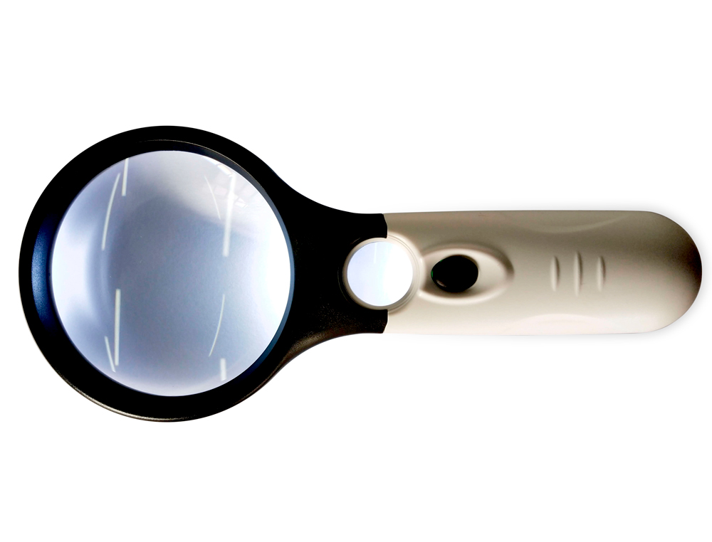 Q-CONNECT - Lupa electrica kf18752 aro abs 75 mm 3 aumentos 3 bombillas led (Ref. KF18752)