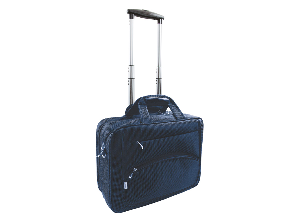 Q-CONNECT - Maletin para portail 16\" azul marino 1 asa 2 bolsillos exteriores y ruedas 410x325x150 mm (Ref. KF16973)