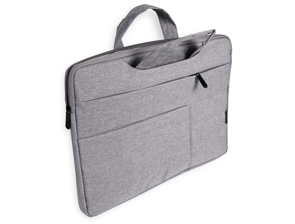 Q-CONNECT - Maletin para portatil 15,6\" con asas retractiles cremallera 3 bolsillos exteriores gris (Ref. KF17242)