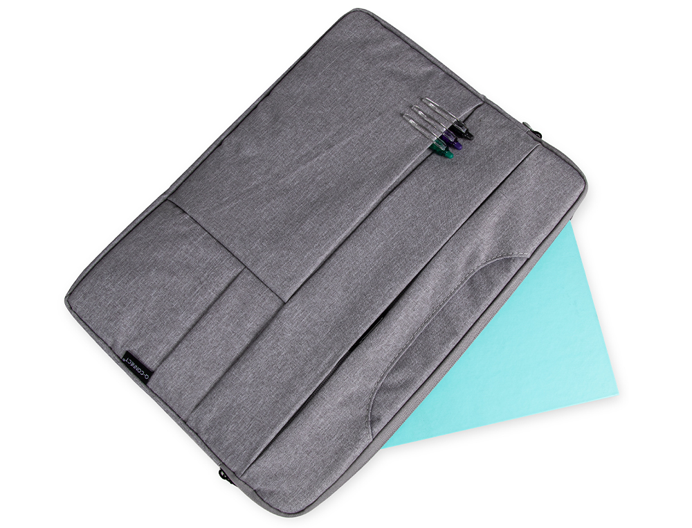 Q-CONNECT - Maletin para portatil 15,6\" con asas retractiles cremallera 3 bolsillos exteriores gris (Ref. KF17242)