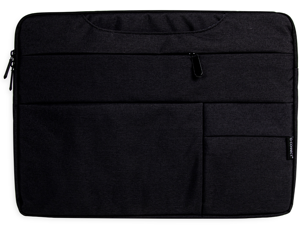 Q-CONNECT - Maletin para portatil 15,6\" con asas retractiles cremallera 3 bolsillos exteriores negro (Ref. KF17241)