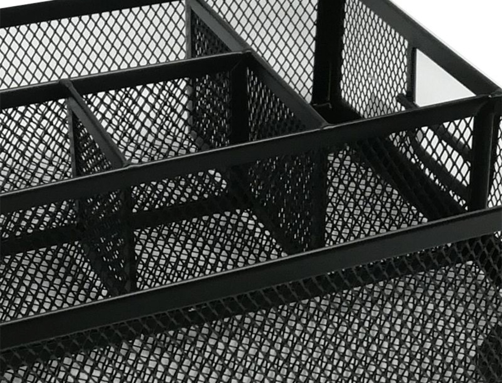 Q-CONNECT - Organizador sobremesa kf17291 bandeja metalica rejilla negra con 6 departamentos 235x183x65 mm (Ref. KF17291)
