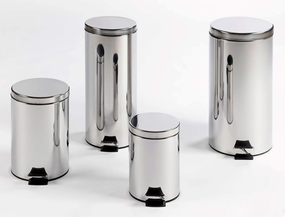 Q-CONNECT - Papelera metalica con pedal cromada 25x38cm capacidad 12 litros (Ref. KF11292)