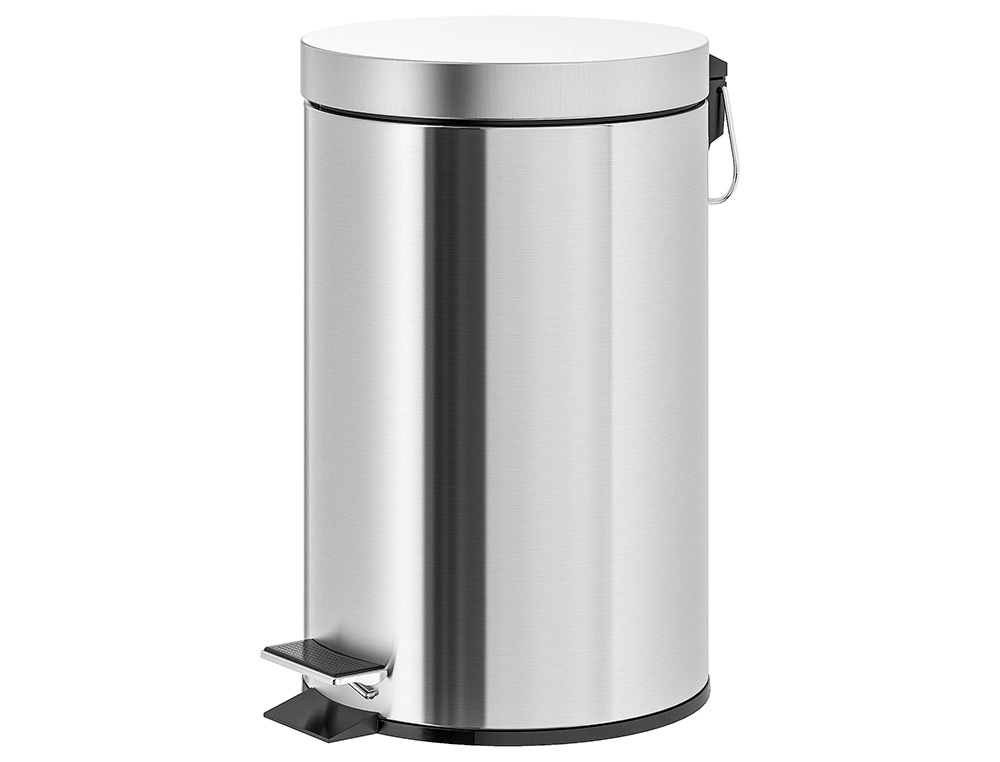 Q-CONNECT - Papelera metalica con pedal cromada 43x29cm capacidad 20 litros (Ref. KF11293)