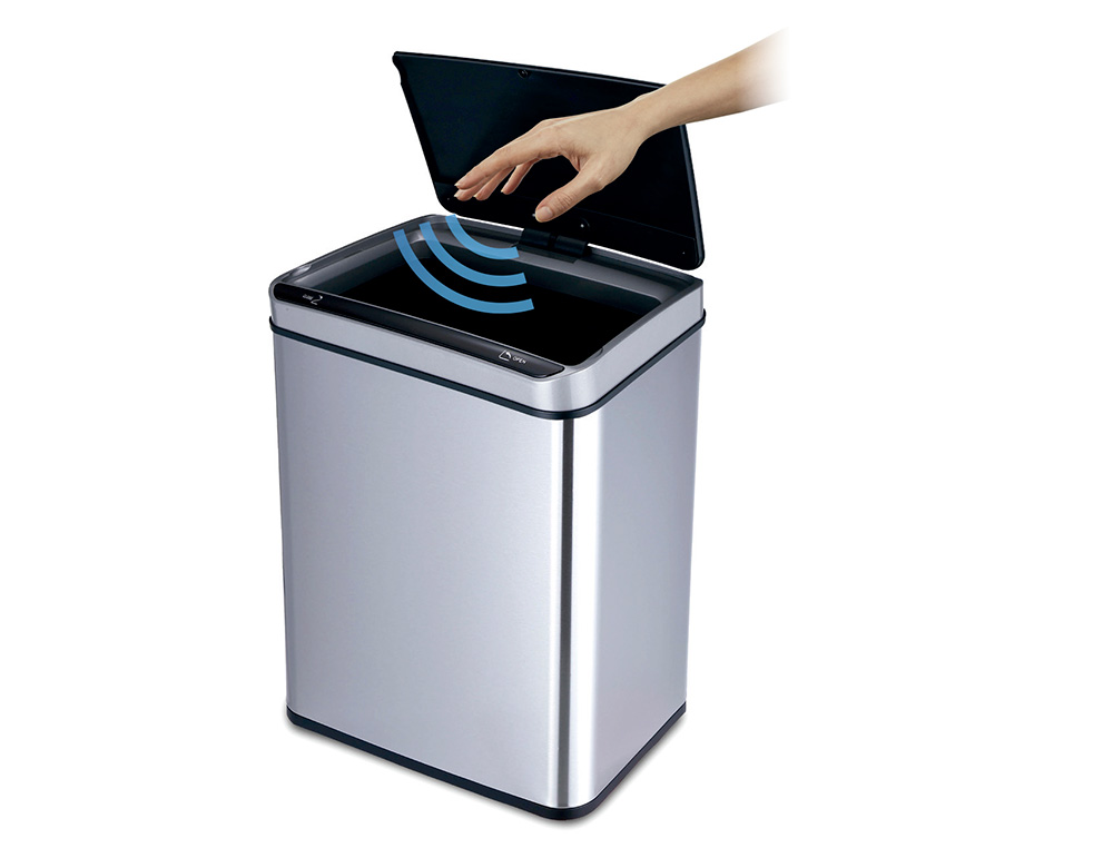 Q-CONNECT - Papelera metalica con sensor automatico capacidad 30 litros 500x240x330 mm (Ref. KF11308)