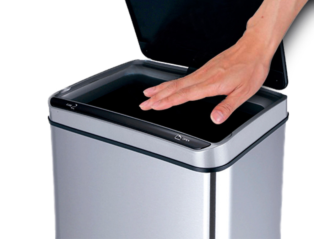 Q-CONNECT - Papelera metalica con sensor automatico capacidad 60 litros 630x270x400 mm (Ref. KF11309)
