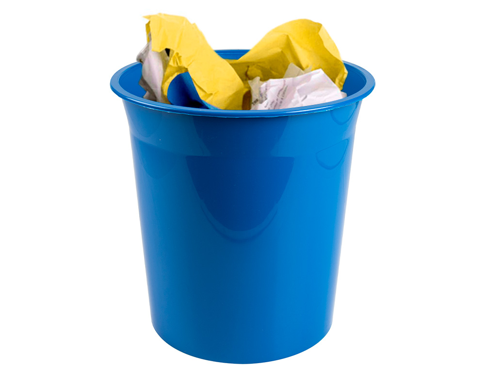 Q-CONNECT - Papelera plastico azul opaco 13 litros dim. 275x285mm (Ref. KF19032)