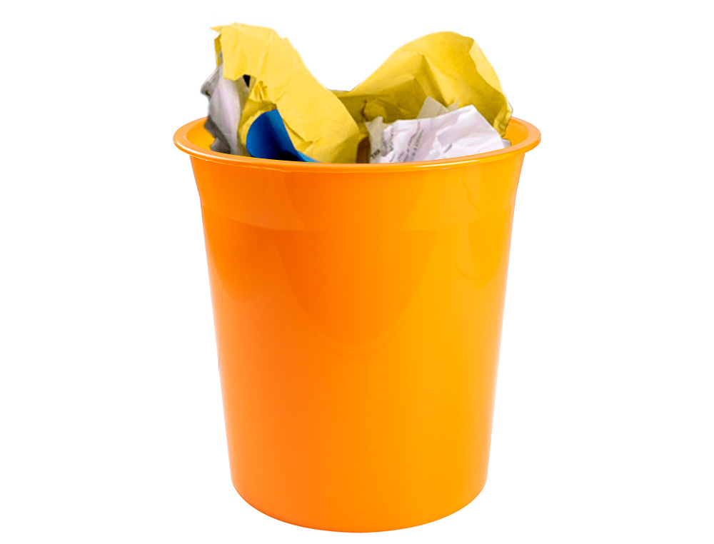 Q-CONNECT - Papelera plastico naranja translucido 13 litros dim. 275x285 mm (Ref. KF19040)