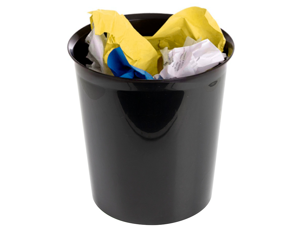 Q-CONNECT - Papelera plastico negro opaco 13 litros dim.275x285 mm (Ref. KF19034)
