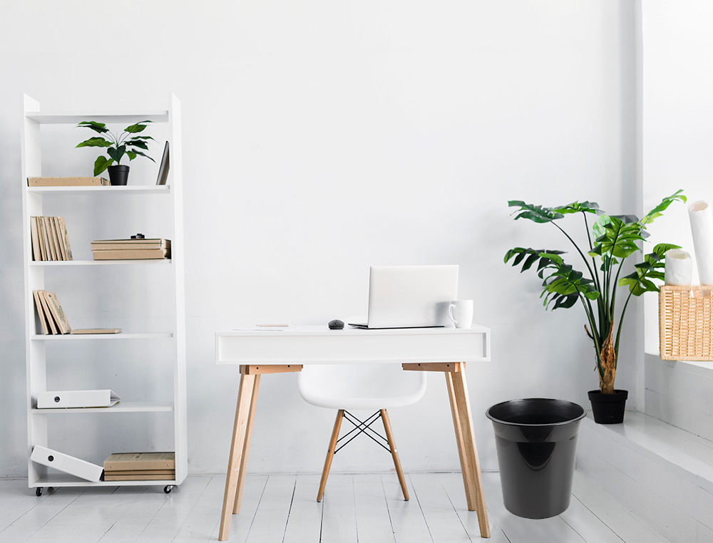 Q-CONNECT - Papelera plastico negro opaco 13 litros dim.275x285 mm (Ref. KF19034)