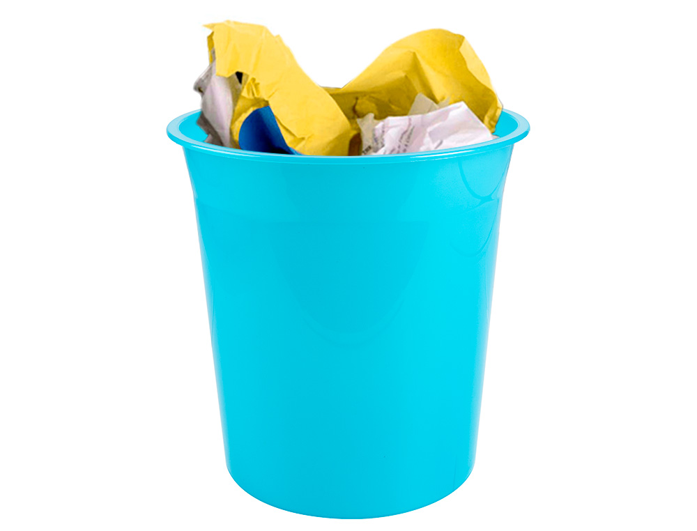 Q-CONNECT - Papelera plastico turquesa translucido 13 litros dim. 275x285 mm (Ref. KF19042)