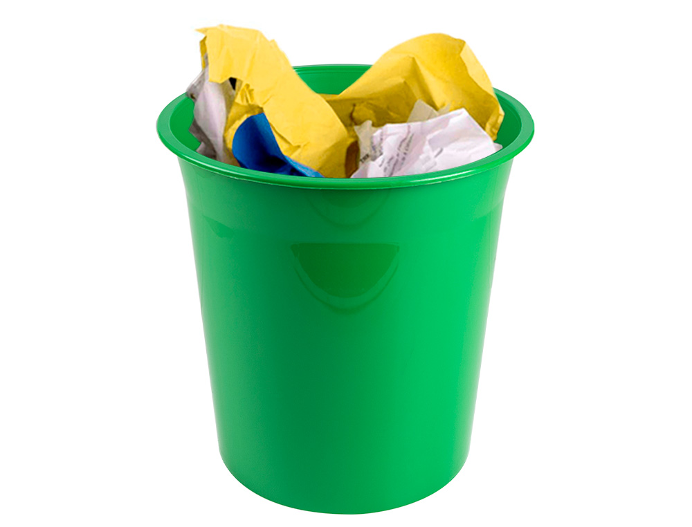 Q-CONNECT - Papelera plastico verde opaco 13 litros dim. 275x285mm (Ref. KF19036)