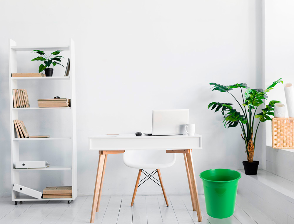 Q-CONNECT - Papelera plastico verde opaco 13 litros dim. 275x285mm (Ref. KF19036)