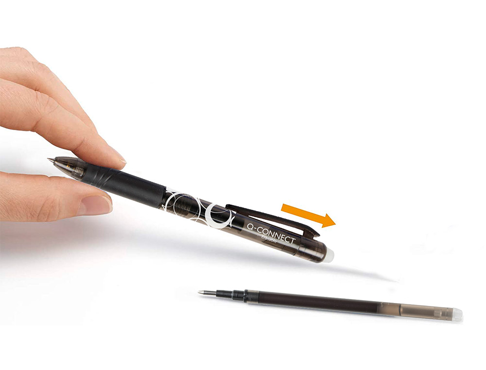 Q-CONNECT - Recambio boligrafo retractil kf11057 borrable negro caja de 3 unidades (Ref. KF11057)