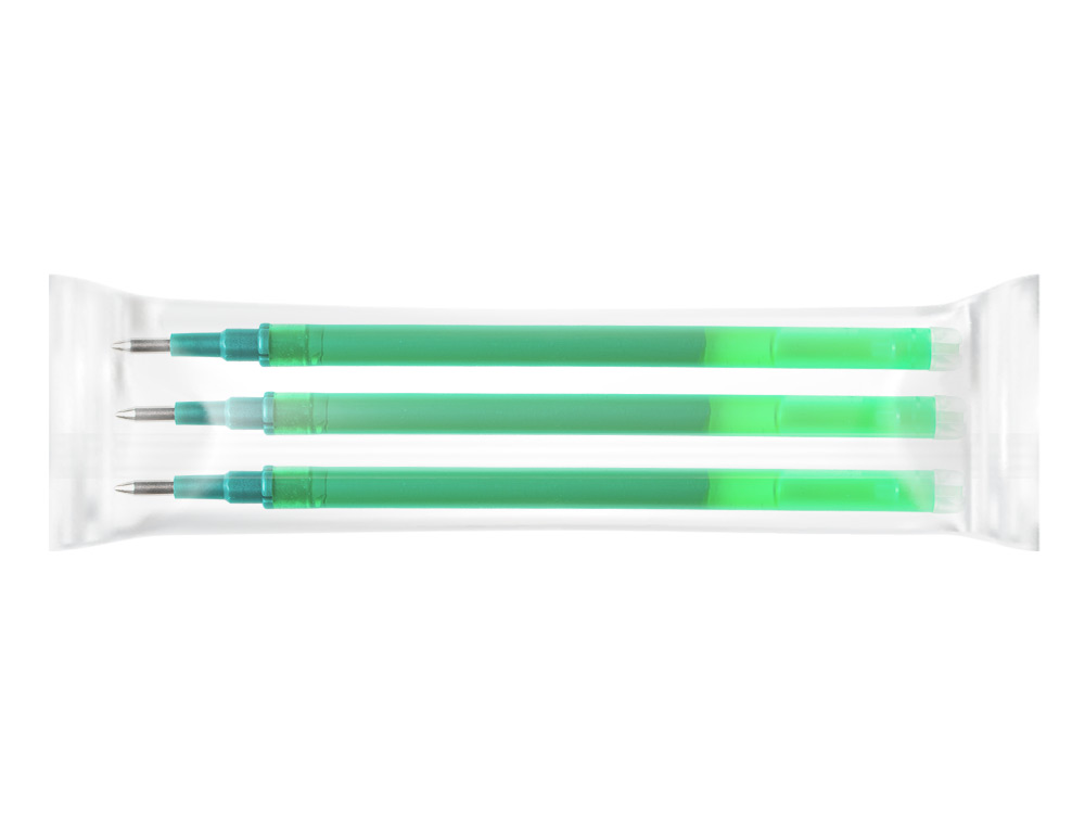 Q-CONNECT - Recambio boligrafo retractil kf11060 borrable verde caja de 3 unidades (Ref. KF11060)