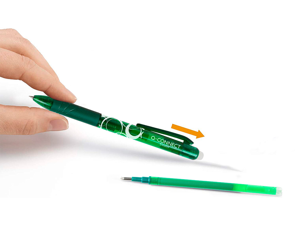 Q-CONNECT - Recambio boligrafo retractil kf11060 borrable verde caja de 3 unidades (Ref. KF11060)