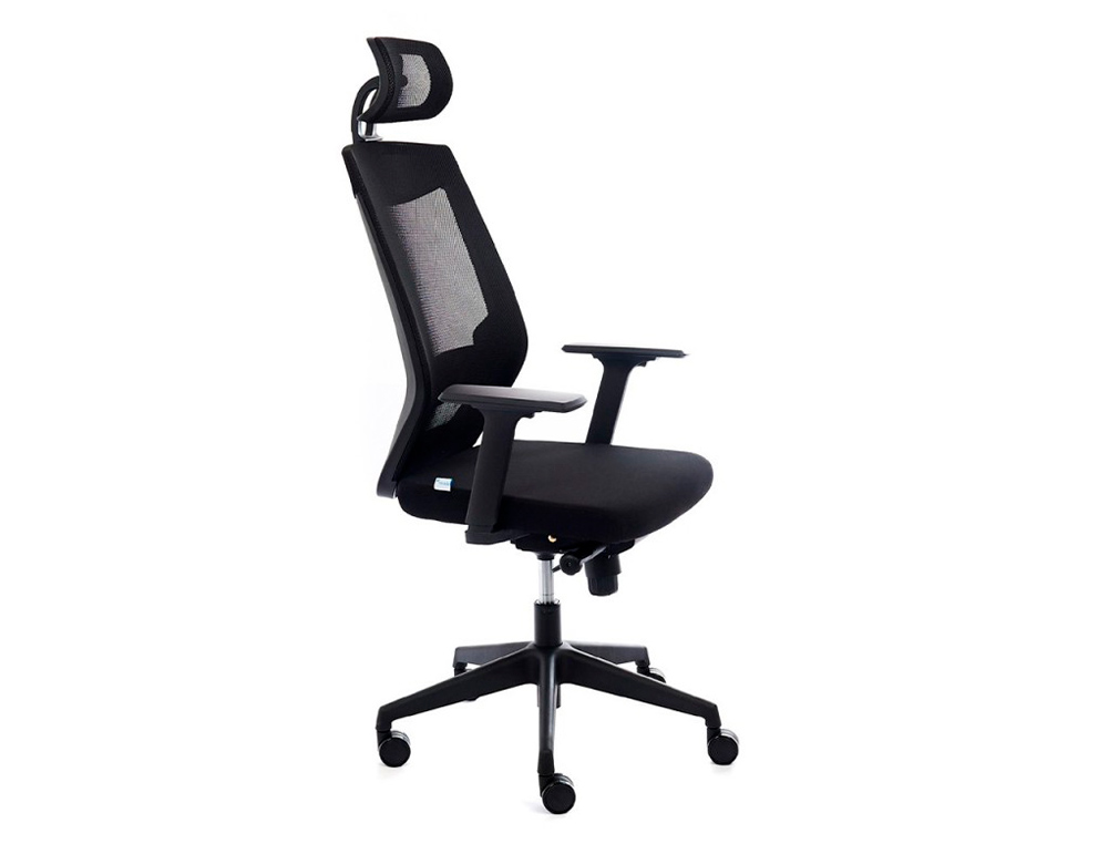 Q-CONNECT - Silla de direccion ergonomica base metal respaldo alto con reposacabeza ajustable (Ref. KF19024)