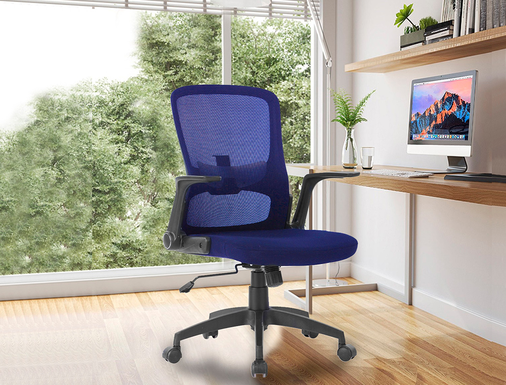 Q-CONNECT - Silla giratoria base metal regulable en altura 910+75mm alto 610mm ancho 550mm profundidad azul (Ref. KF19022)