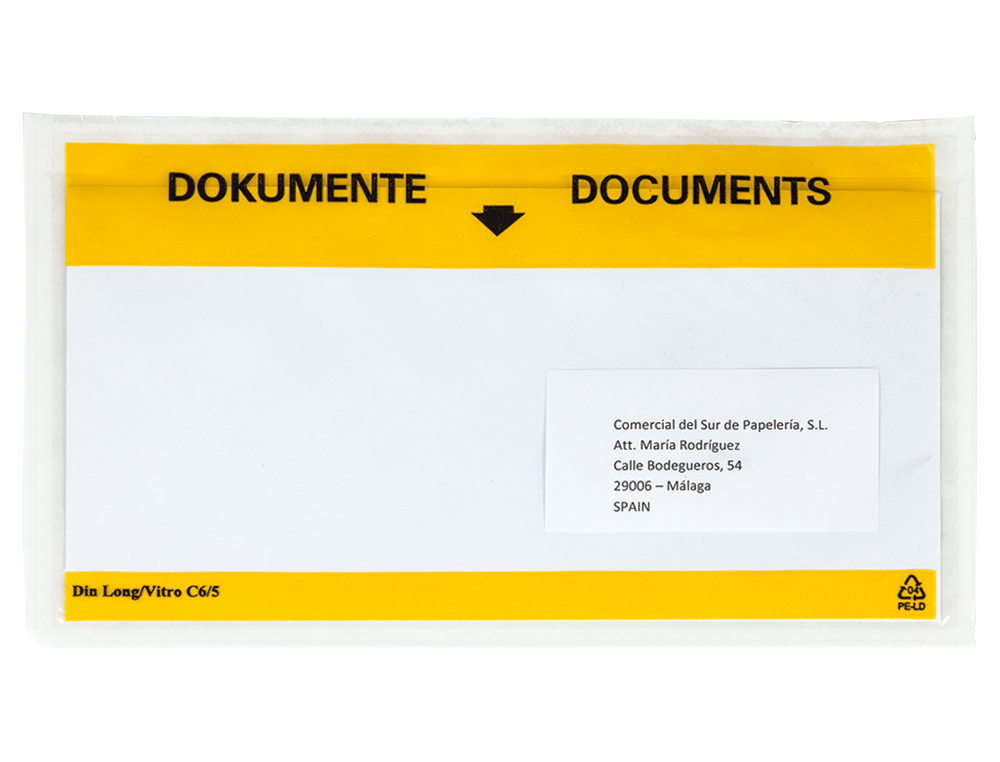 Q-CONNECT - Sobre autoadhesivo portadocumentos multilingue 225x165 mm ventana transparente paquete de 100 (Ref. KF11297)