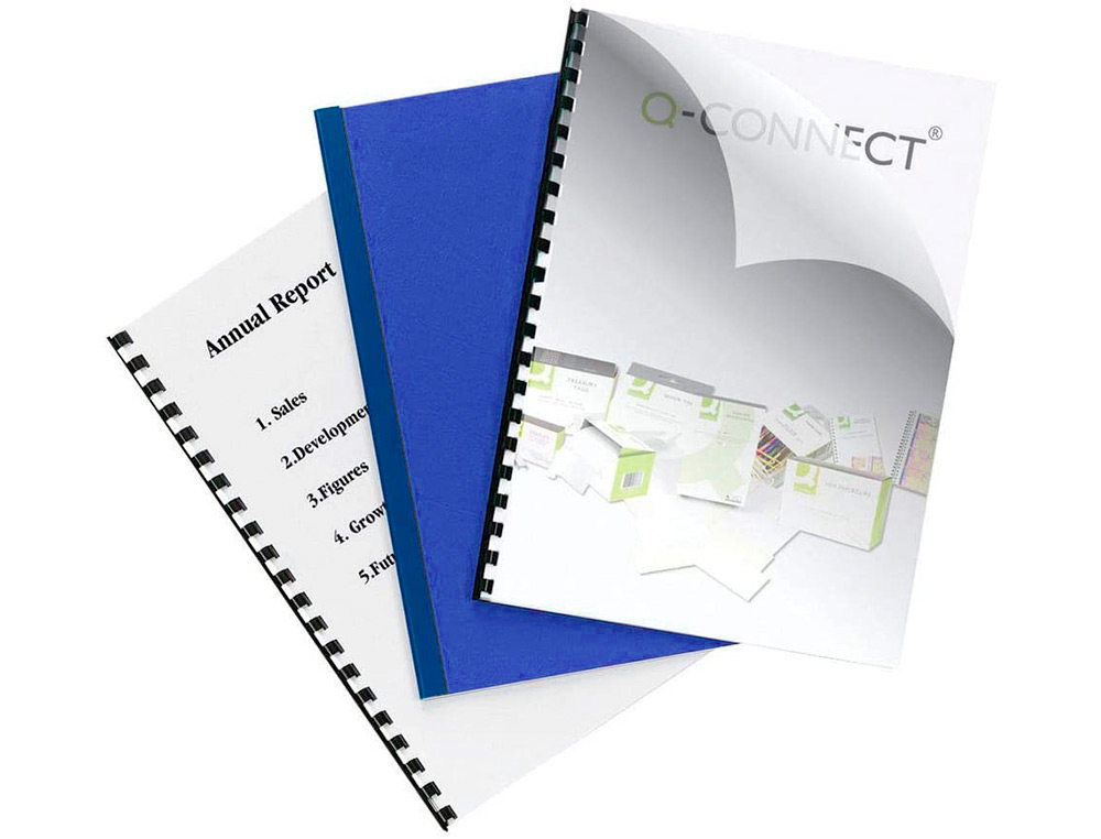 Q-CONNECT - Tapa de encuadernacion pvc din A4 opaca azul 180 micras caja de 100 unidades (Ref. KF18097)