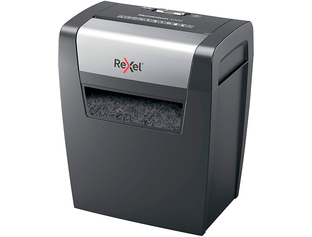 REXEL - Destructora de documentos momentum x308 capacidad de corte 8 hojas destruye grapas y clips 15 litros (Ref. 2104570EU)