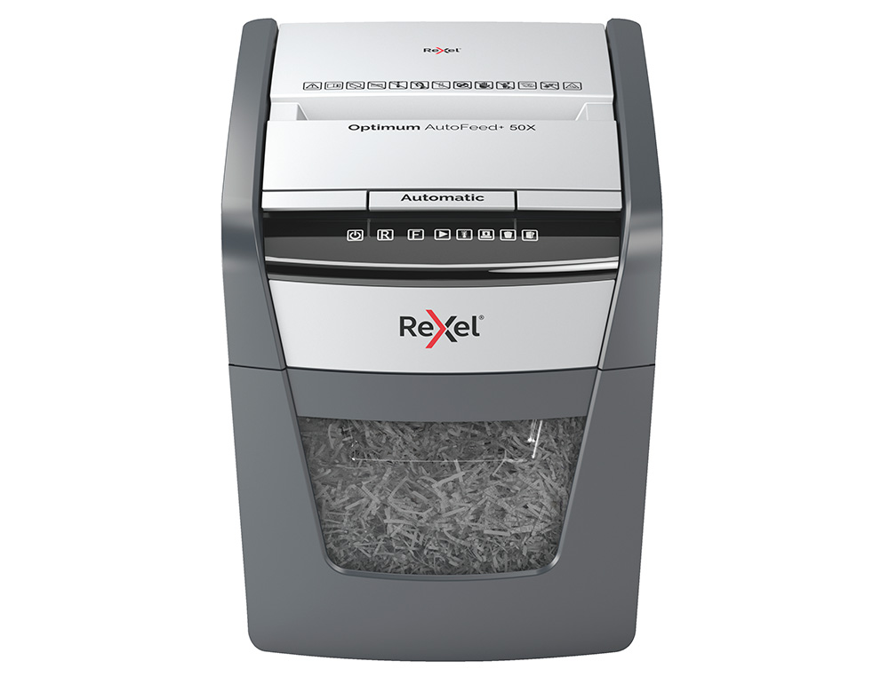 REXEL - Destructora de documentos optimum autofeed+ 50x eu capacidad de corte 50 hojas destruye grapas y clips (Ref. 2020050XEU)