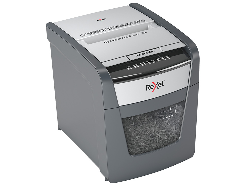 REXEL - Destructora de documentos optimum autofeed+ 50x eu capacidad de corte 50 hojas destruye grapas y clips (Ref. 2020050XEU)