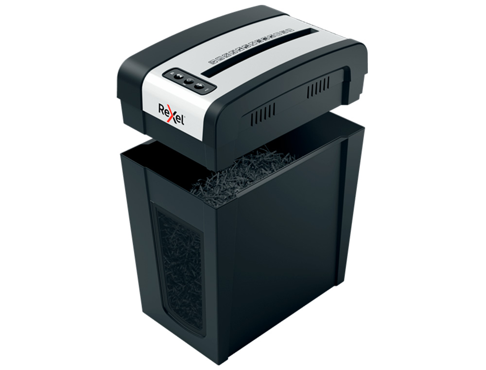 REXEL - Destructora de documentos secure mc6-sl eu capacidad 6 hojas grapas clips tarjetas y cd 18 l (Ref. 2020133EU)