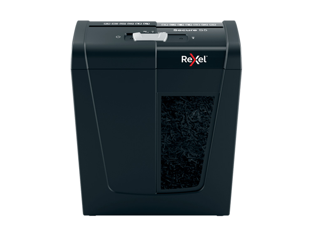 REXEL - Destructora de documentos secure s5 eu capacidad 5 hojas grapas clips tarjetas y cd papelera 10 l (Ref. 2020121EU)