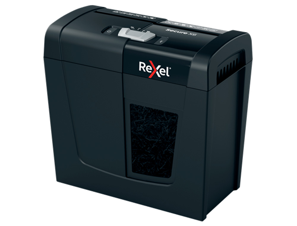 REXEL - Destructora de documentos secure x6 eu capacidad 6 hojas grapas clips tarjetas y cd (Ref. 2020122EU)