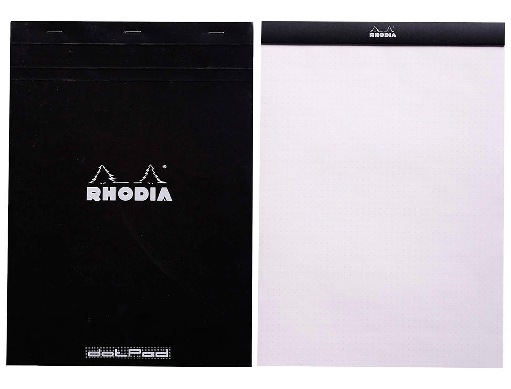 RHODIA - Bloc nota black dot pad din A4 80 hojas 80 g/m2 liso con puntos negros 5 mm perforado (Ref. 18559C)