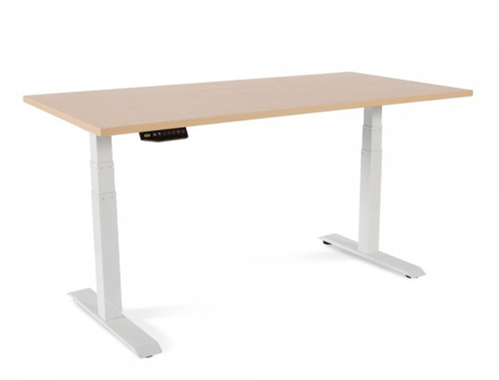 ROCADA - Mesa regulable en altura electricamente hasta 129 cm estructura de acero tablero 160 cm color haya (Ref. 2002XCR01)