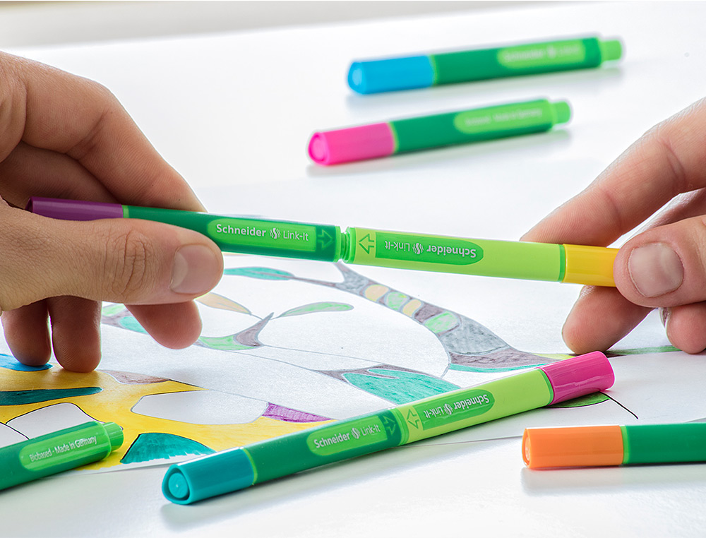 SCHNEIDER - Boligrafo slider caucho triangular 85% bioplastico exp. 80 unidades surtidas + 20 fluorescentes (Ref. SH2833)