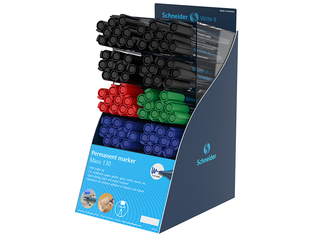 SCHNEIDER - Rotulador maxx 130 permanente punta redonda 1-3 mm reciclado 95% exp.80 unidades stdas. 218x315x168 mm (Ref. SH304922)