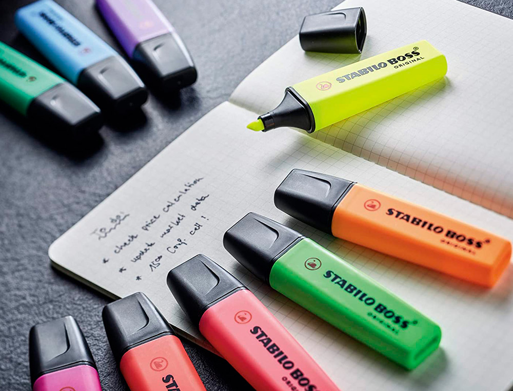 STABILO - Rotulador boss fluorescente 70 amarillo estuche de 4 unidades (Ref. 70/4-24)