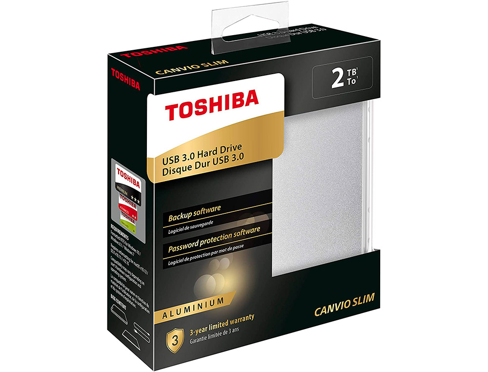 TOSHIBA - Disco duro externo canvio slim hdd 2,50\" 5.000 mbit/s usb 3.0 2 tb color blanco (Ref. HDTD320ES3EA) (Canon L.P.I. 6,45€ Incluido)
